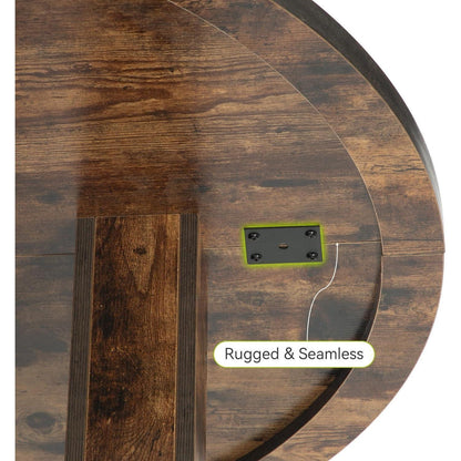 Runder Esstisch Holz 100cm mit Regal – Rustikaler Küchentisch
