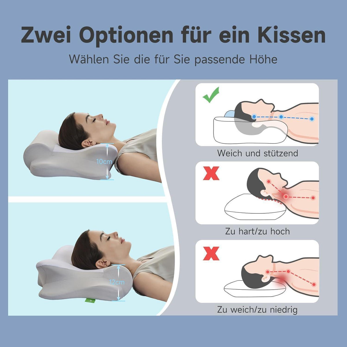 Ergonomisches Nackenkissen aus Memory Foam, höhenverstellbar