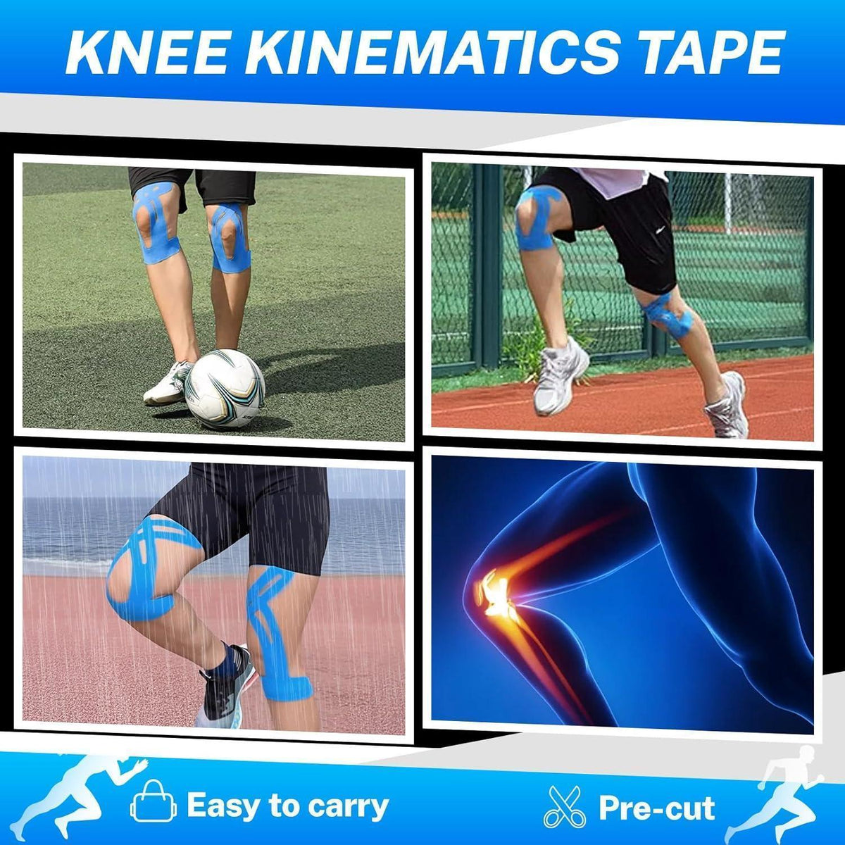 10x Kinesiotape Knie – Vorgeschneiden, Rosa, Sport & Physio