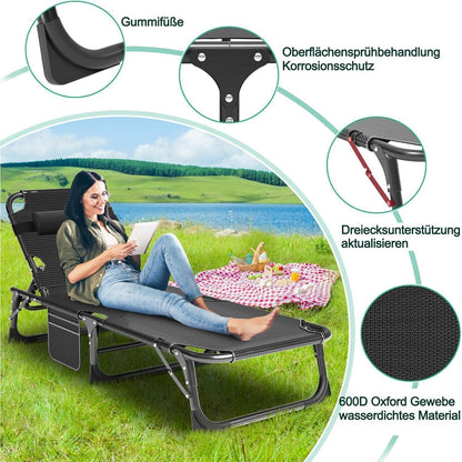 Klappbare Sonnenliege mit Matratze, 200kg belastbar, verstellbar