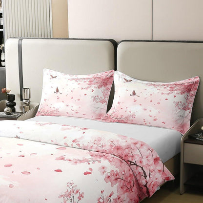 Baumwoll Bettbezug Set Kirschblüten Japanisch Rosa 135x200
