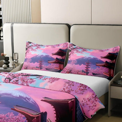 Baumwoll Bettbezug Set Kirschblüten Japanischer Stil 220x240