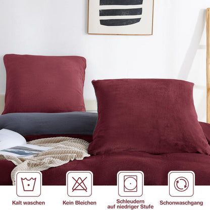 Winter Flanell Bettwäsche Set 200x200cm - Rot Bordeaux
