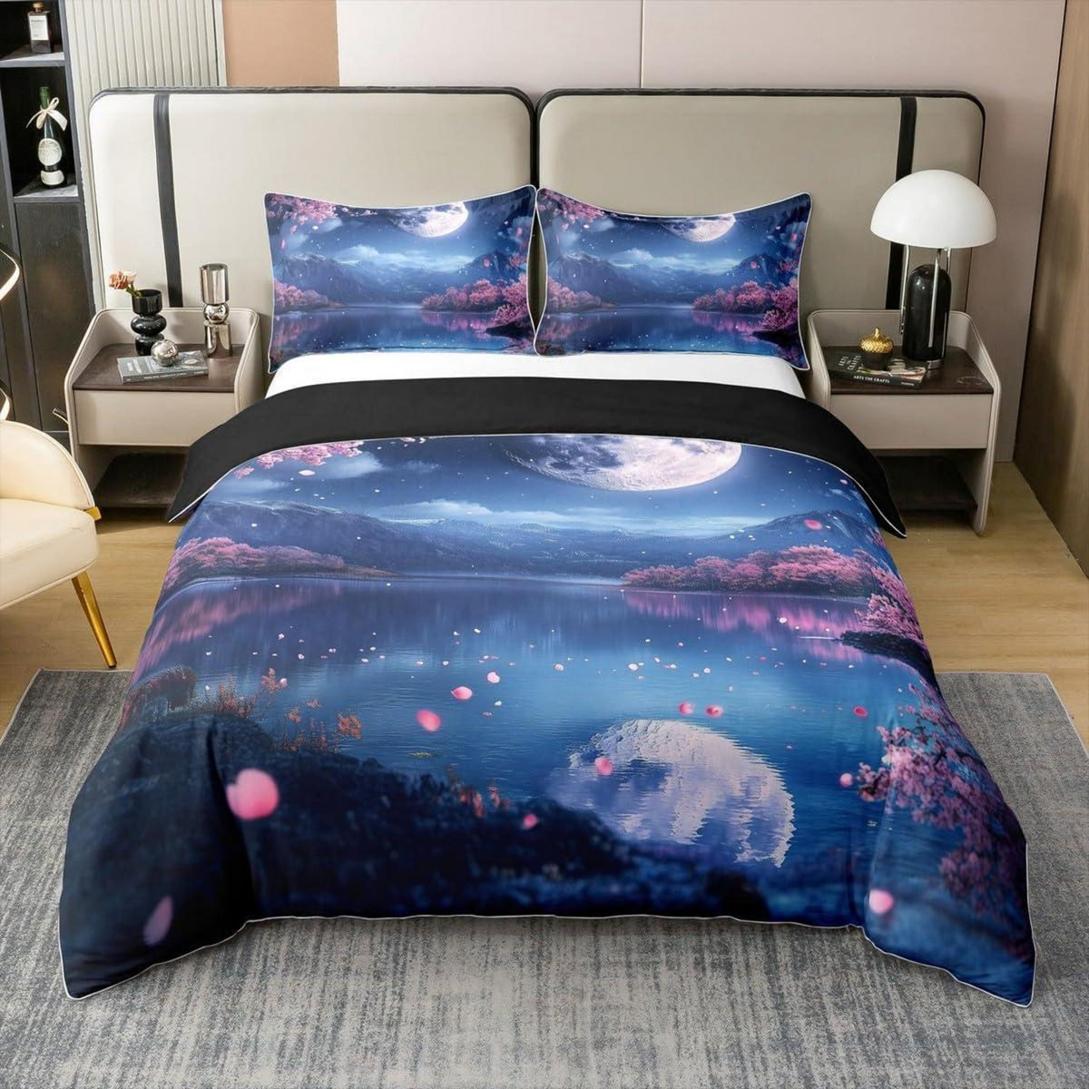 100% Baumwoll Bettwäsche Set Japanischer Stil Rosa/Blau