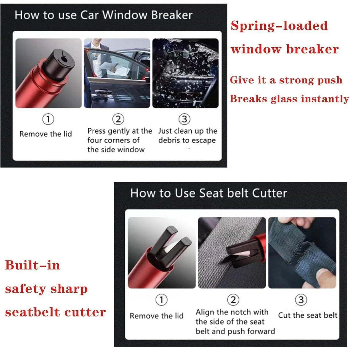 2x Auto Notfallhammer & Gurtschneider – Sicherheitswerkzeug