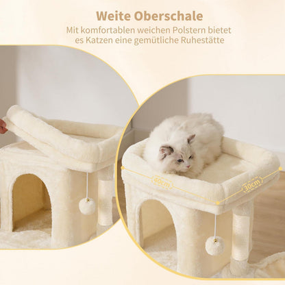 Kleiner Kratzbaum für Katzen mit Hängematte & Katzenhaus