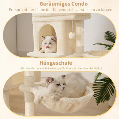 Kleiner Kratzbaum für Katzen mit Hängematte & Katzenhaus