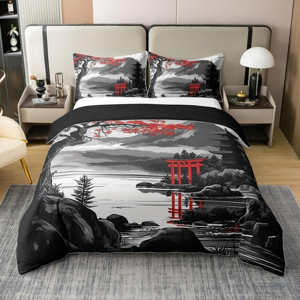 100% Baumwoll Bettbezug Set Japanischer Stil Kirschblüten