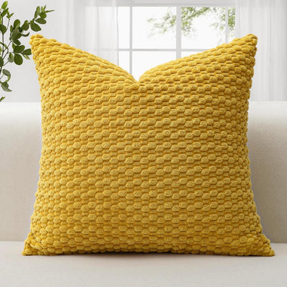 Cord Kissenbezug 50x50cm Senfgelb – Boho Deko Kissenhülle