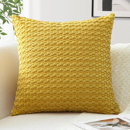 Cord Kissenbezug 50x50cm Senfgelb – Boho Deko Kissenhülle