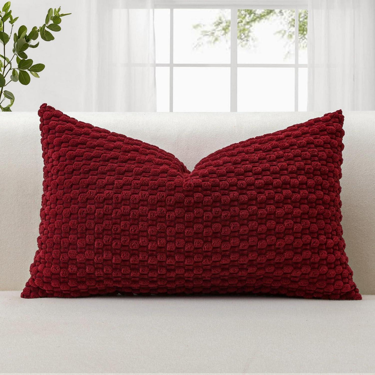 Cord Kissenbezug 40x60cm Burgund - 3D Bubble Boho Deko