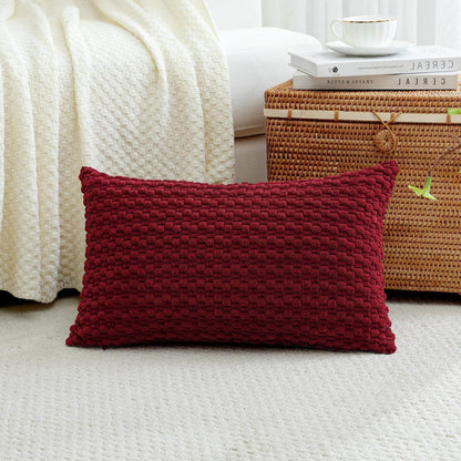 Cord Kissenbezug 40x60cm Burgund - 3D Bubble Boho Deko