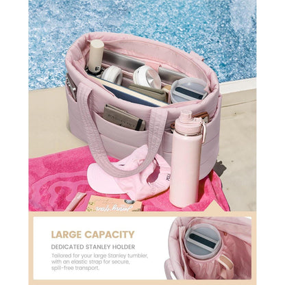 Laptoptasche Damen 15,6 Zoll Shopper mit Stanley Cup Fach, Rosa