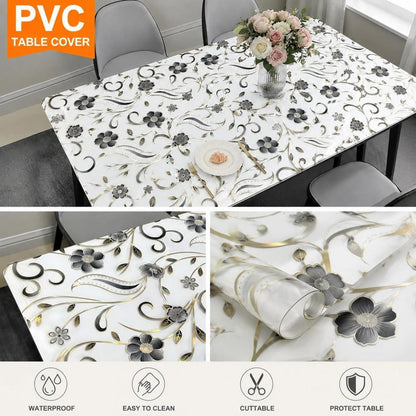 Tischfolie Transparent Blumenmuster 100x240 cm – Rutschfest & Kratzfest