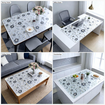 Tischfolie Transparent Blumenmuster 100x200 cm – Rutschfest & Kratzfest