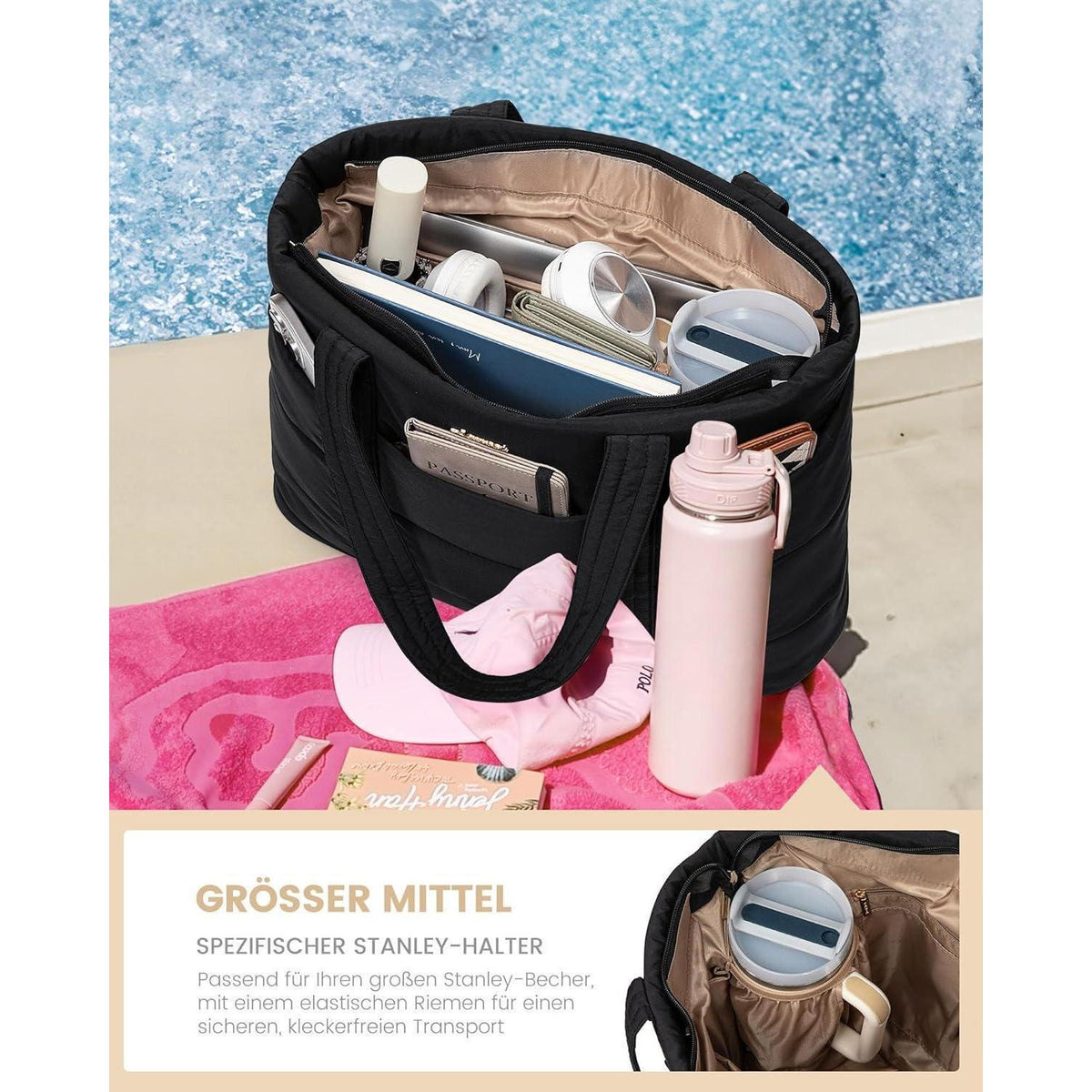 Laptop Handtasche Damen 15,6 Zoll Shopper Grün