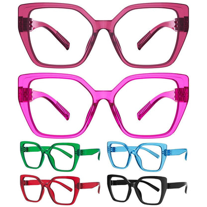 Blaulichtfilter Lesebrille Damen 6er Set Cat-Eye Kunststoff