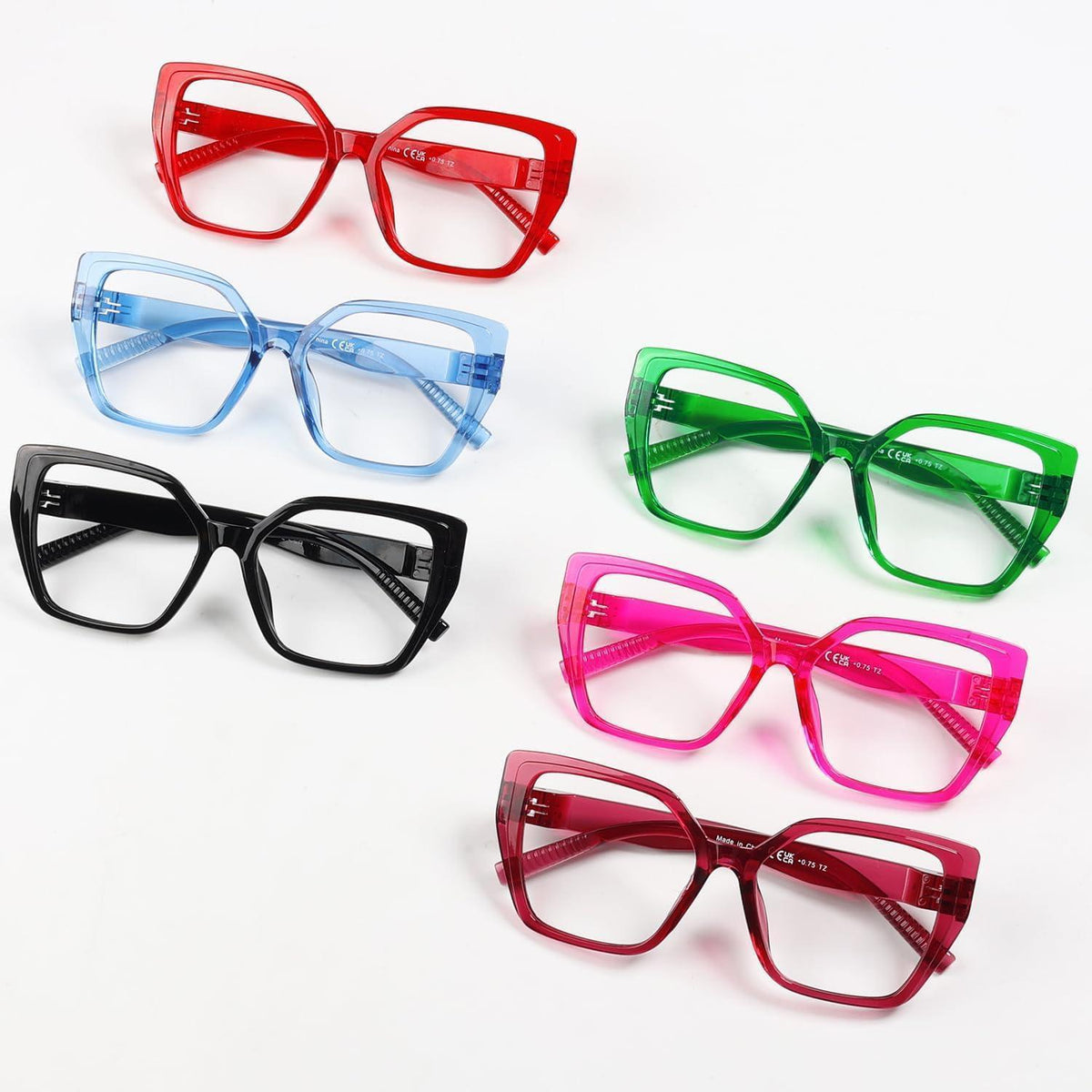 Blaulichtfilter Lesebrille Damen 6er Set Cat-Eye Kunststoff