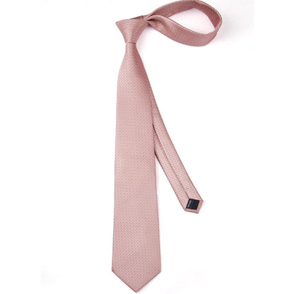 Krawatten-Set Herren Unifarben mit Einstecktuch Rosa