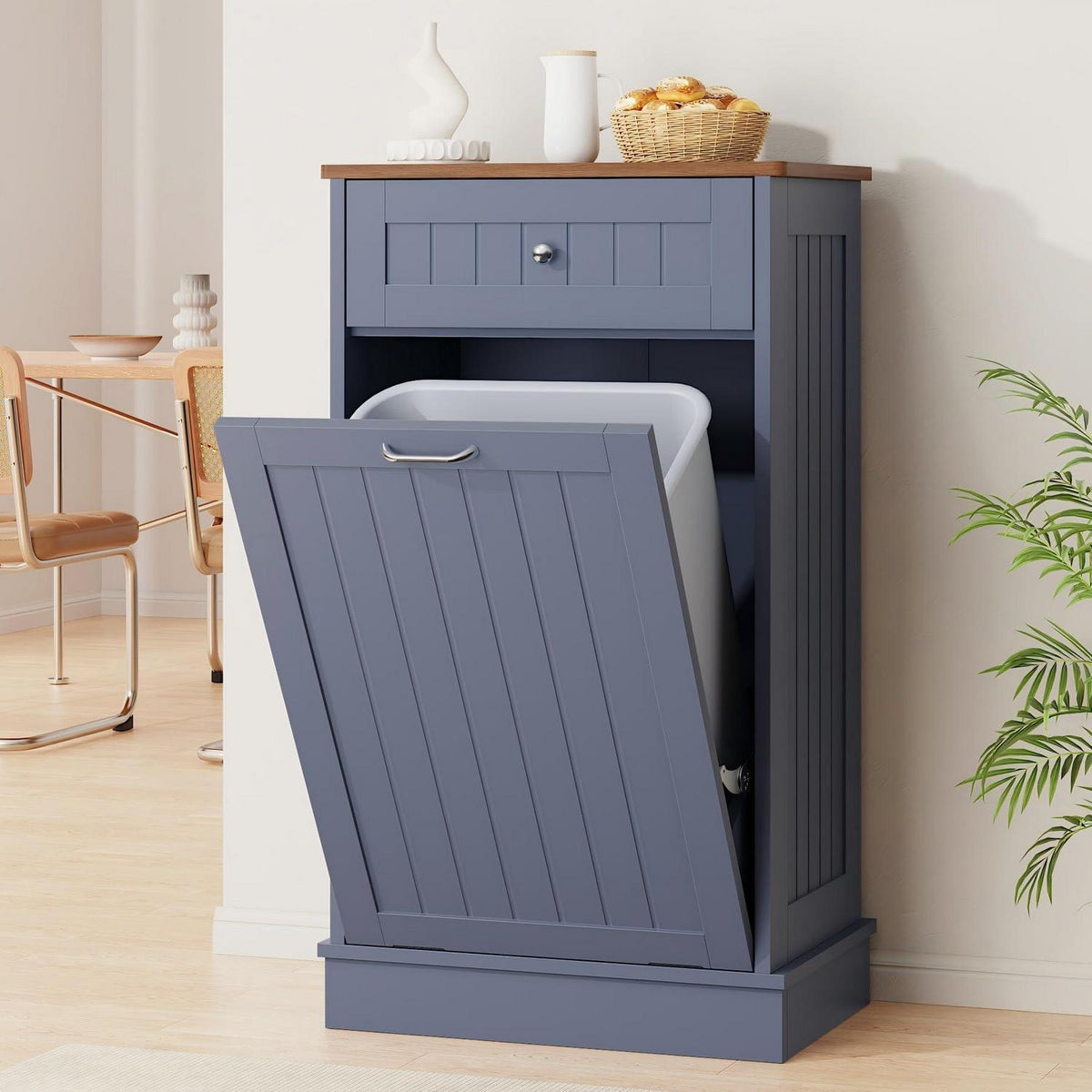 Küchenkommode mit Mülleimer 37L & Schublade (Blau)