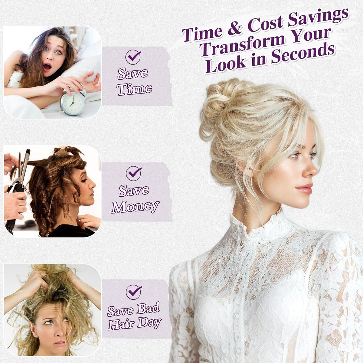2er Set Messy Dutt Haargummi Extensions Blond