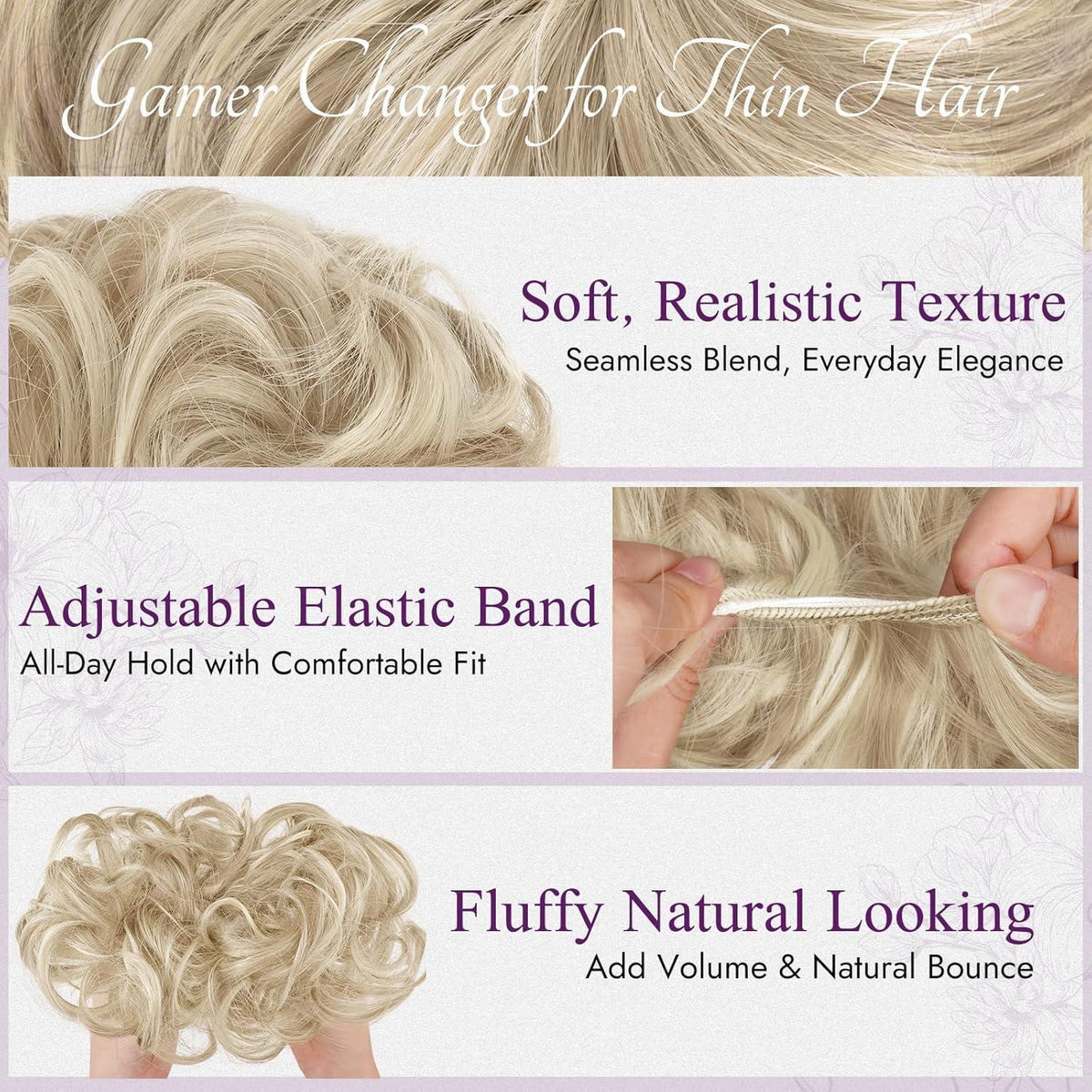 2er Set Messy Dutt Haargummi Extensions Blond