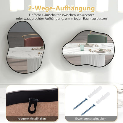 Asymmetrischer Wandspiegel mit Metallrahmen & HD-Glas
