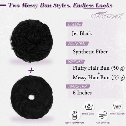 2x Messy Bun Haarteil – Natürlicher Dutt für schnelles Styling