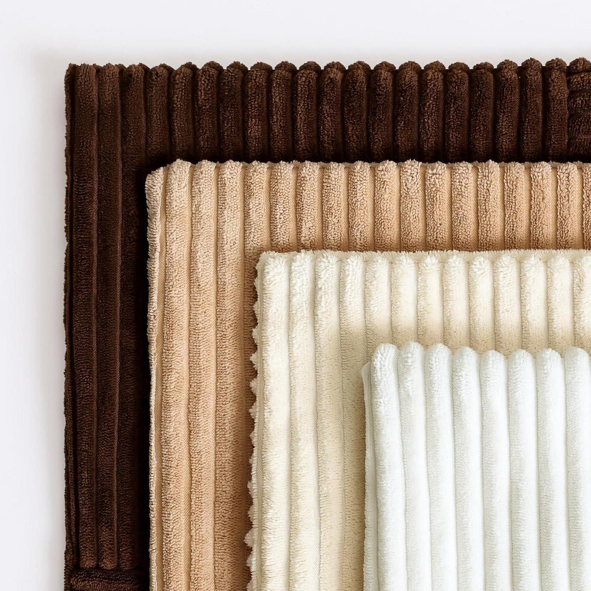 Cord Kissenbezüge 4er Set, Kreuz Streifen, 40x40 cm Braun Creme Weiß