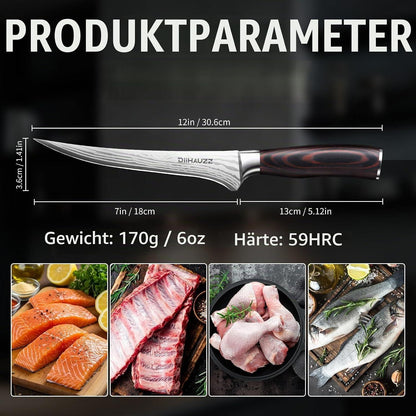 Filetiermesser 18 cm – Scharfes Ausbeinmesser aus Edelstahl