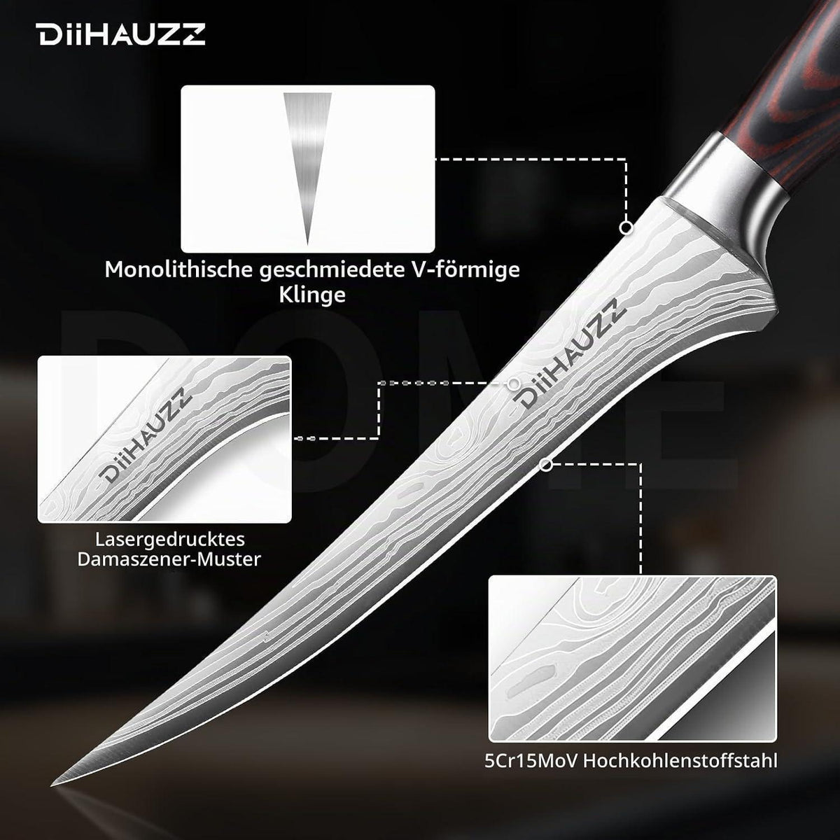 Filetiermesser 18 cm – Scharfes Ausbeinmesser aus Edelstahl