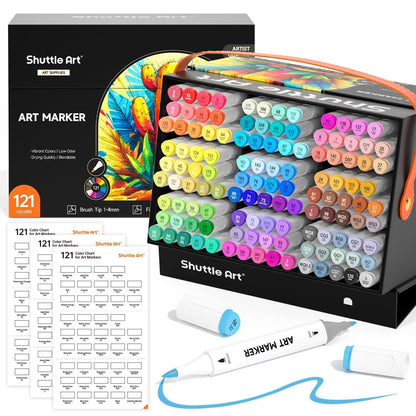 120er Alkohol Marker Set mit Pinsel- & Feinspitze