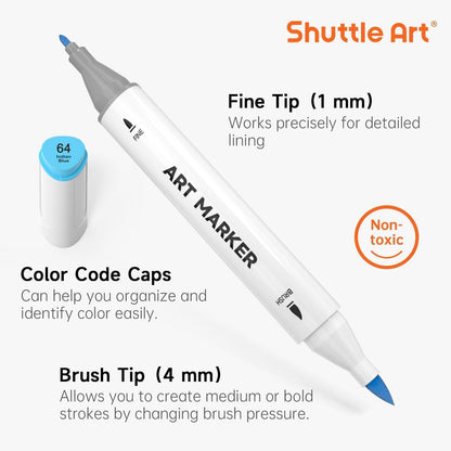 120er Alkohol Marker Set mit Pinsel- & Feinspitze