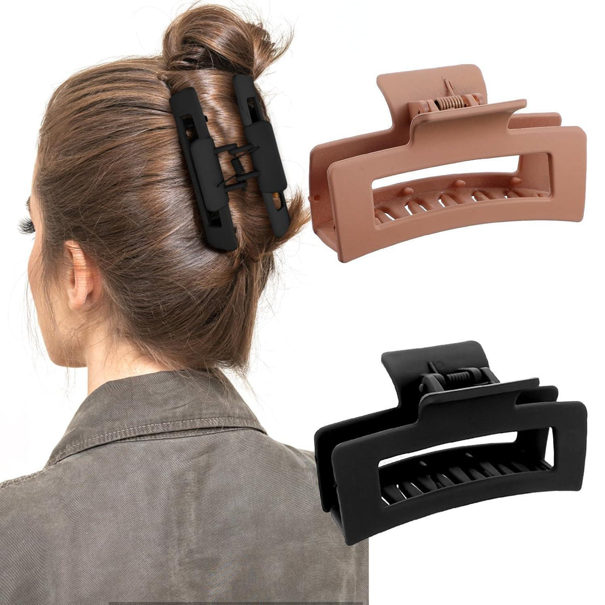 Quadratische Haarklammern 2er Set 8.5cm Matt Starker Halt für Damen