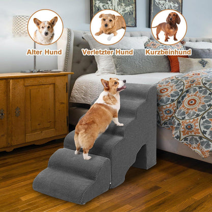 Hundetreppe 60cm – 6 Stufen für Bett & Sofa, Grau
