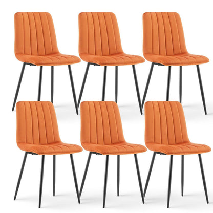 Samt Esszimmerstühle 6er Set – Gepolsterte Lounge Stühle Orange