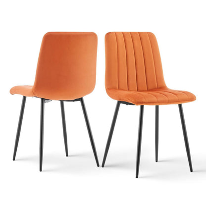 Samt Esszimmerstühle 2er Set – Gepolstert, Orange