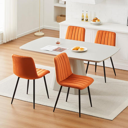 Samt Esszimmerstühle 2er Set – Gepolstert, Orange