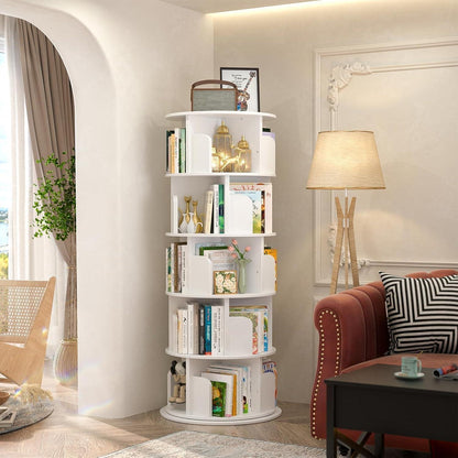 Drehbares Bücherregal 5-stöckig | Eckregal für kleine Räume