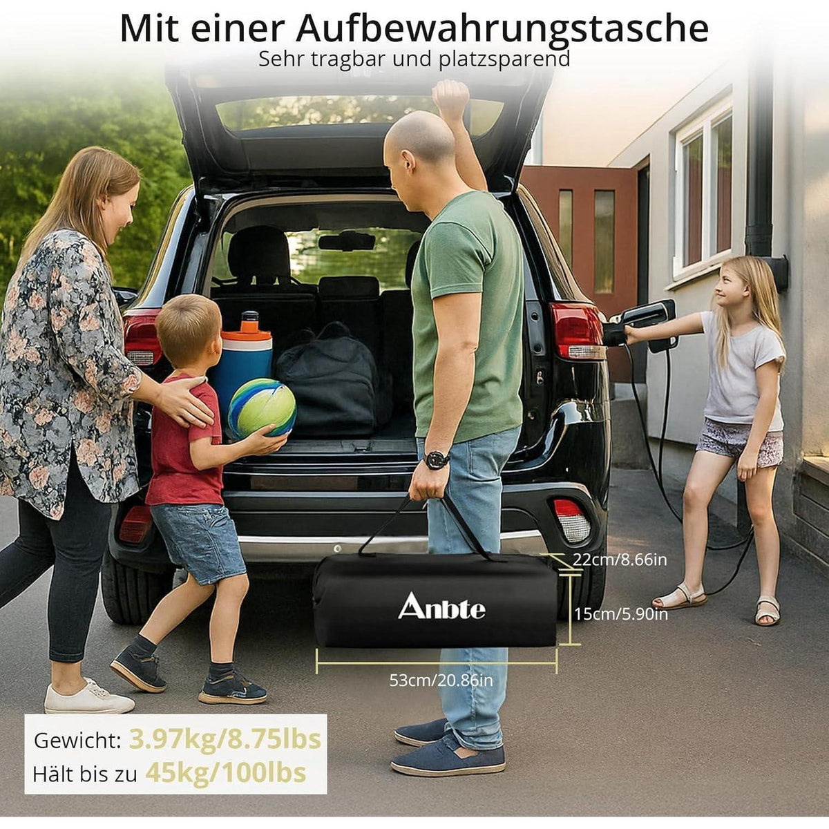 Aluminium Campingtisch 64x40cm, 2 Höhen, mit Netz & Tasche