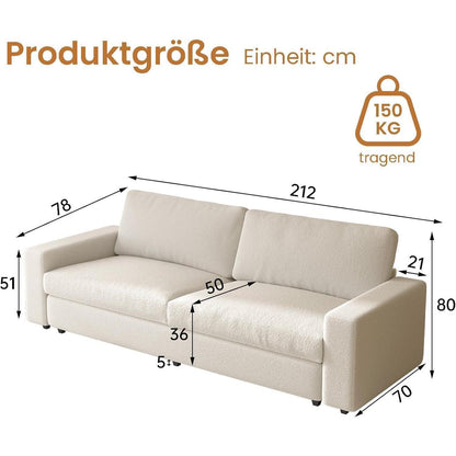Gemütliches 3-Sitzer Stoffsofa – 212 cm, modernes Wohnzimmer Möbel