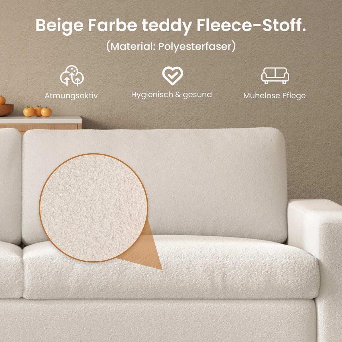 Gemütliches 3-Sitzer Stoffsofa – 212 cm, modernes Wohnzimmer Möbel