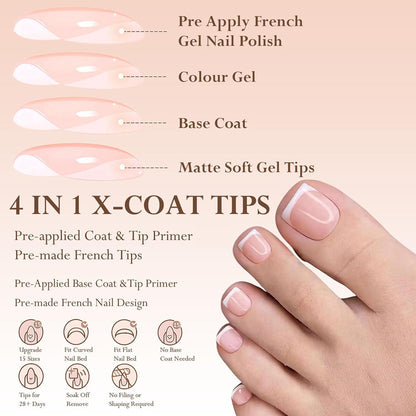 240er Set Französische Falsche Zehennägel Nude French
