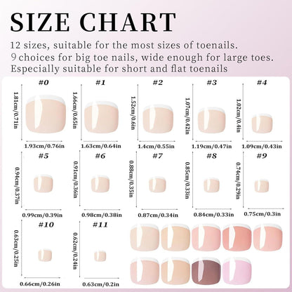 240er Set Französische Falsche Zehennägel Nude French