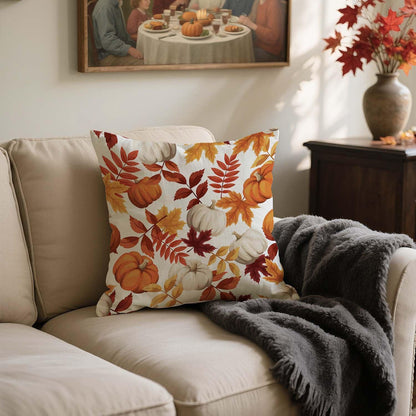 Herbst Kissenbezug 45x45 Kürbis & Blätter 2er Set