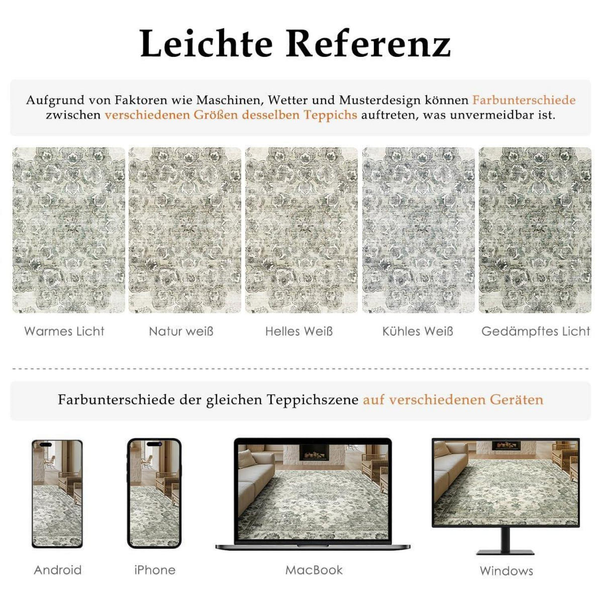 Vintage Teppich Grün 300x400cm - Waschbarer Wohnzimmerteppich