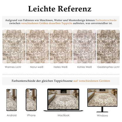 Vintage Teppich Braun 160x230cm – Waschbarer Wohnzimmerteppich