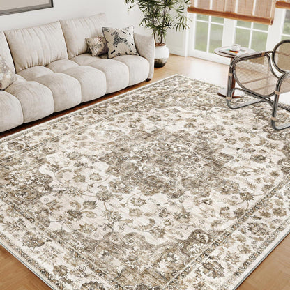 Vintage Teppich Braun 160x230cm – Waschbarer Wohnzimmerteppich