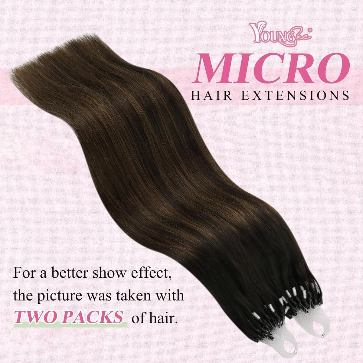 Echthaar Micro Ring Extensions Braun Balayage 55 cm