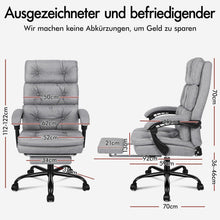 Ergonomischer Bürostuhl mit Fußstütze, Grau Leinen